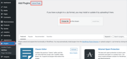 Upload plugin screen showing the Choose File option in WordPress