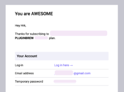 After-sales email template showing the customer portal link