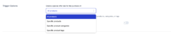 Product selection options for triggering the rule
